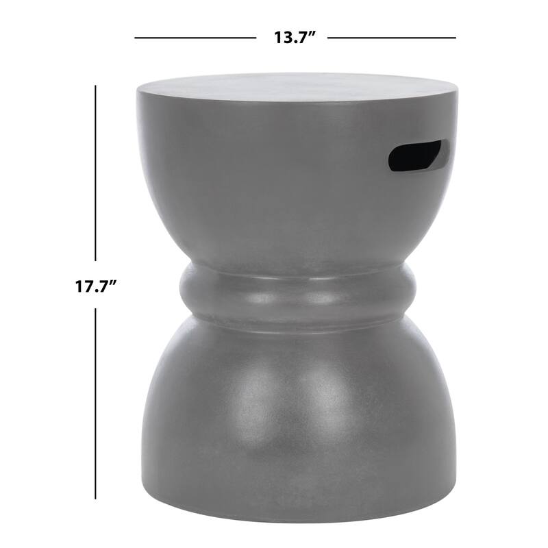 SAFAVIEH Haruki Concrete Indoor/ Outdoor Accent Table (Dark Grey) - 13.7" x 13.7" x 17.7"