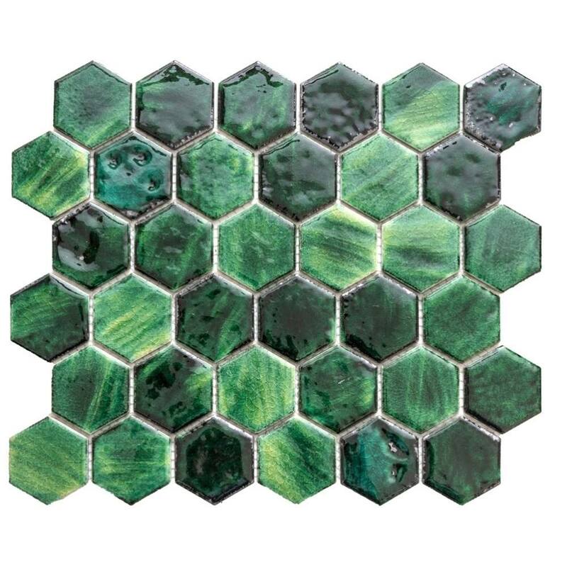 Agate 2x2 Glossy Porcelain Hexagon Mosaic Tile - Wall & Backsplash