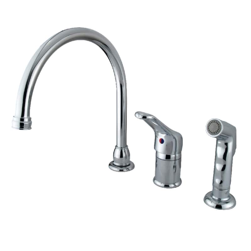 Kingston Brass Chatham Gooseneck Kitchen Faucet with Metal Lever - Polished Chrome