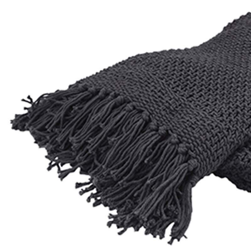 HomeRoots Blue Gray Woven 100% Cotton Throw Blanket