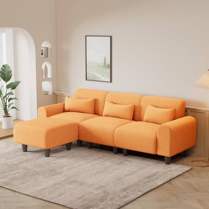 84.6" Teddy velvet L-shaped modular sofa