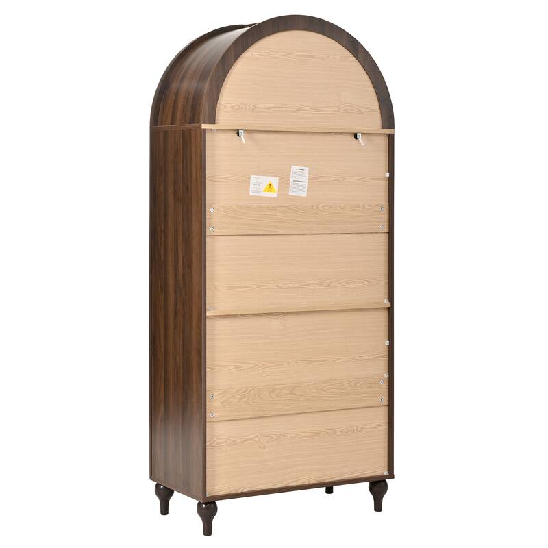 Christopher Knight Home - Farmhouse Arched Wood Kitchen Pantry Cabinet with Glass Doors & Hidden Drawers