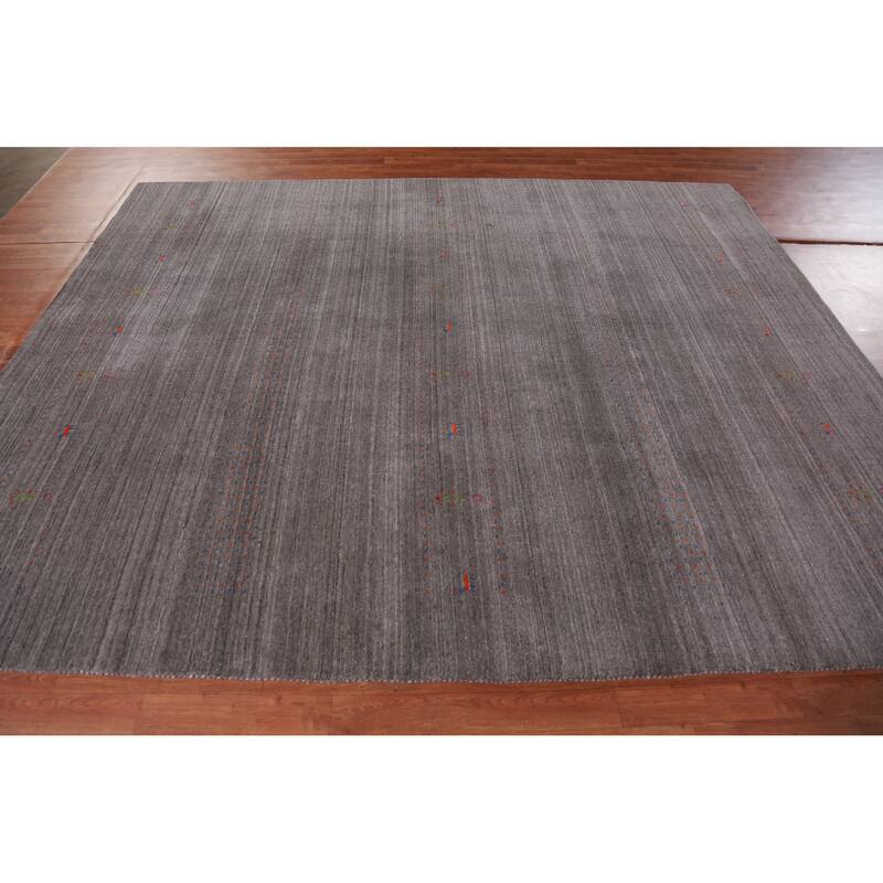 Hand Knotted Oriental 100% Wool Carpet Tribal Tribal Greys & Charcoal Gabbeh Area Rug - 9' 8'' X 7' 11''