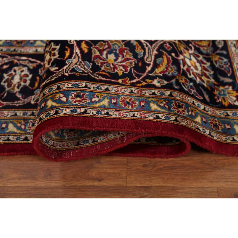 Vegetable Dye Red Kashan Persian Vintage Rug Hand-Knotted Wool Carpet - 9'8"x 12'3"