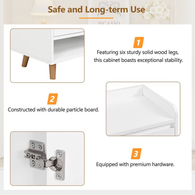Sleek Contemporary Shoe Cabinet with Adjustable Shelves and Solid Wood Legs - 55.1" W × 13.8" D × 39.4" H