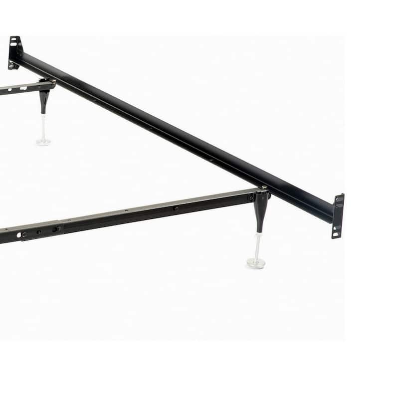 Nit Multisize Bed Frame, Twin or Full, 4 Legs with Glides, Black Metal