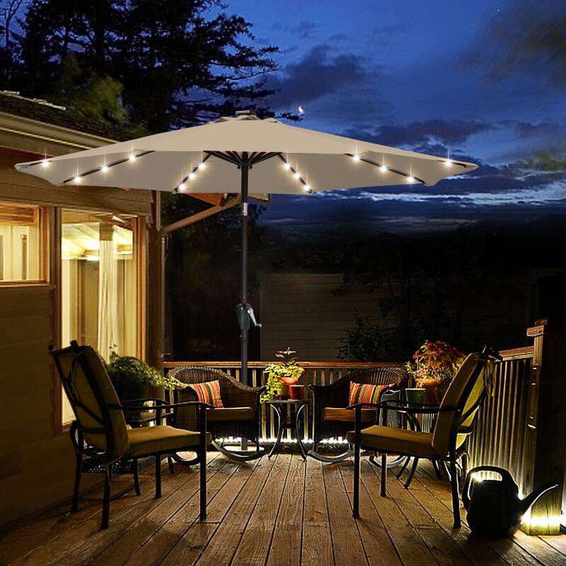 ABCCANOPY 10.5FT Outdoor Patio Solar Umbrella with 32LED Lights