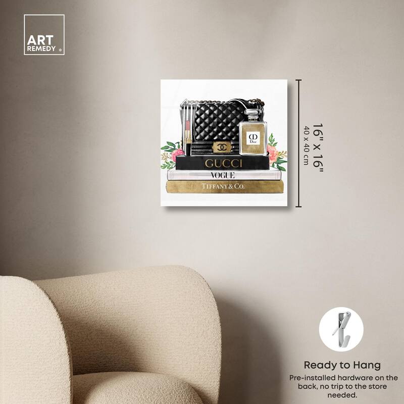 Luxury Paris Handbag and Books Acrylic by Art Remedy, Ready to Hang
