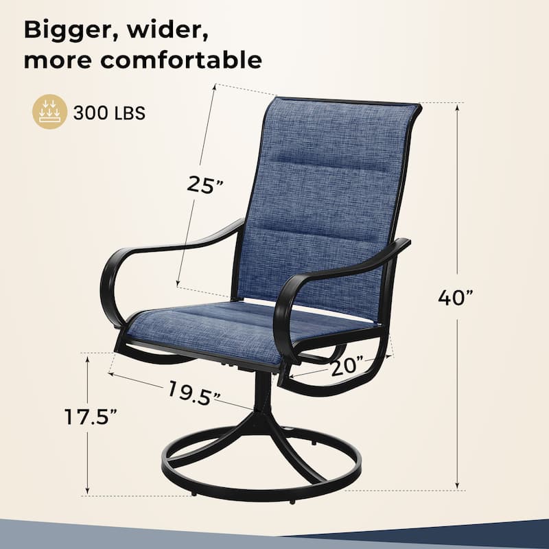 MAISON ARTS Patio Swivel Dining Chairs Set of 4, Metal Chairs with Textilene Padded Sling Fabric