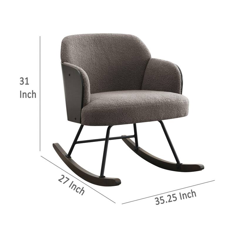 Perry Accent Rocking Chair, Modern Walnut Brown Bentwood, Gray Boucle