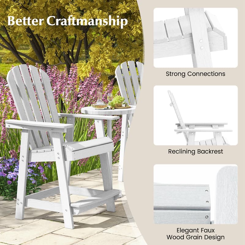 Costway 1/2/4 PCS Tall Bar Stool HDPE Patio Chair with Armrest