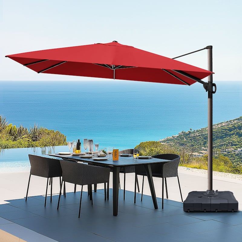 Outdoor Patio 9 FT x 11.5 FT Cantilever-Offset Umbrella with Wheel Base