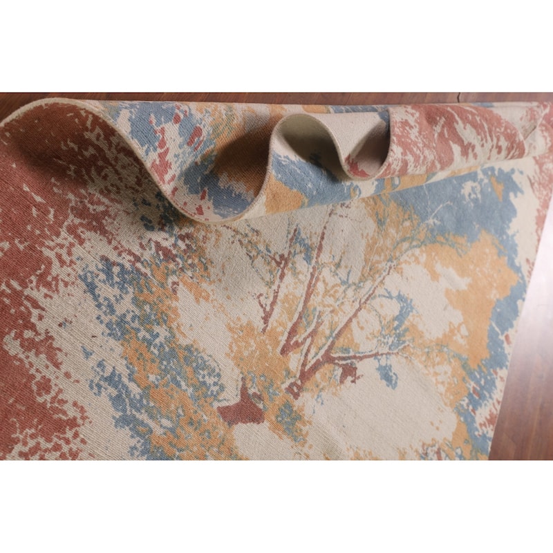 Nature Print Abstract Modern Area Rug Handmade Wool Carpet - 5'3" x 7'7"
