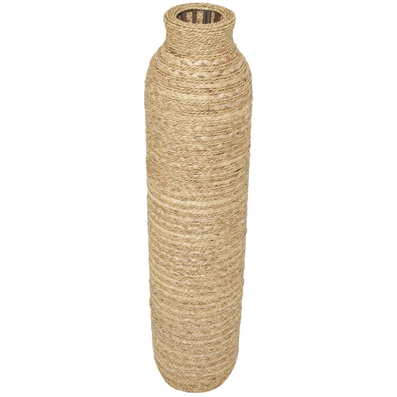 Seagrass Handmade Slim Woven Decorative Vase - Brown - Roche River Decor - Brown - 9"W, 40"H