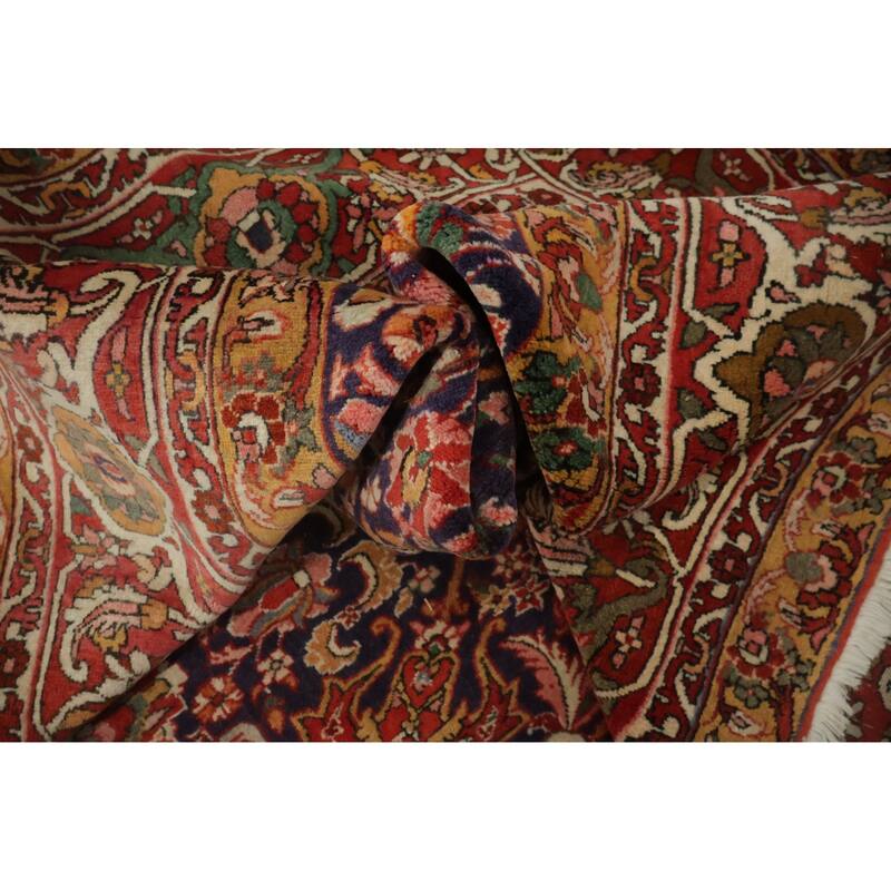 Hand Knotted Oriental 100% Wool Carpet Traditional All-Over Navy Blue & Blues Bidjar Area Rug - 10' 5'' X 7' 4''