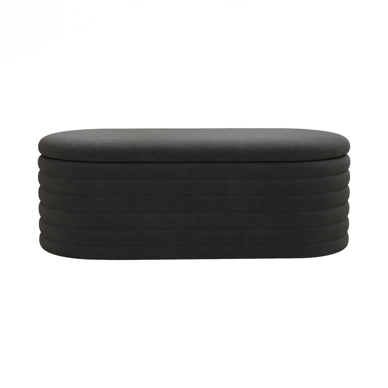 Ottoman Bench Upholstered Fabric Storage Bench End of Bed Stool with Safety Hinge for Bedroom, Living Room, Entryway
