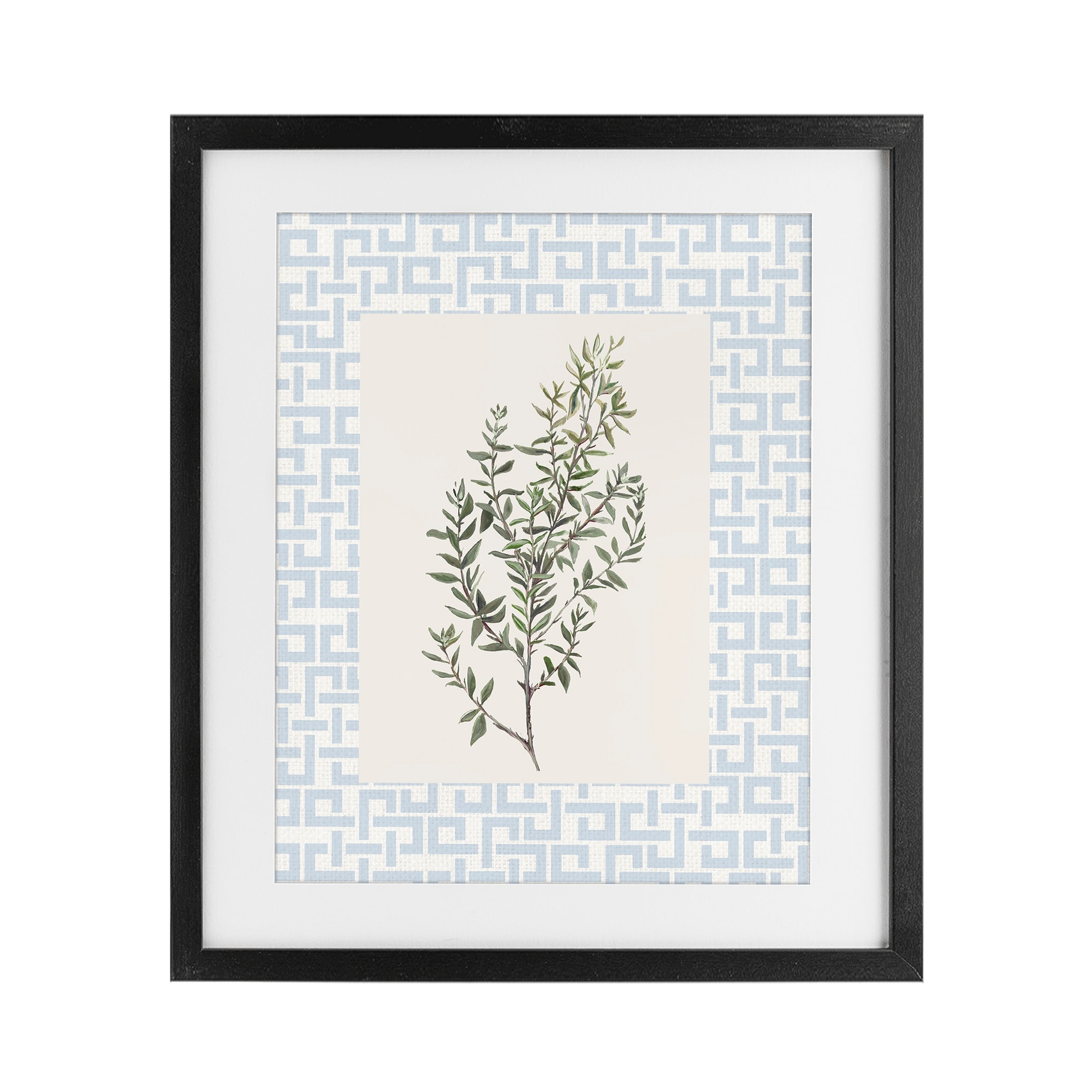 Stupell Leafy Herb on Geometric Under Glass Framed Design By Diannart
