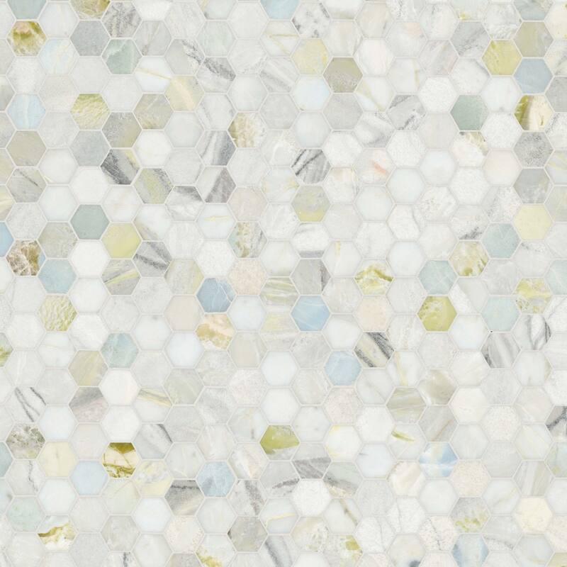 Ackland AKM-S-2X2HXP-CA 12" x 12" Marble Geometric Floor and Wall