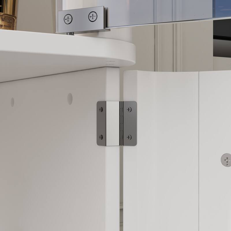 Modern Kitchen Cabinet Wine Bar Buffet with White Light & USB Port
