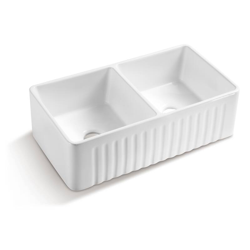 Farmhouse Apron Front Ceramic Kitchen Sink - White