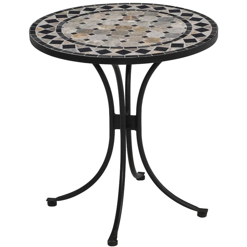 Laguna Black Outdoor Bistro Table with Marble Tile Top