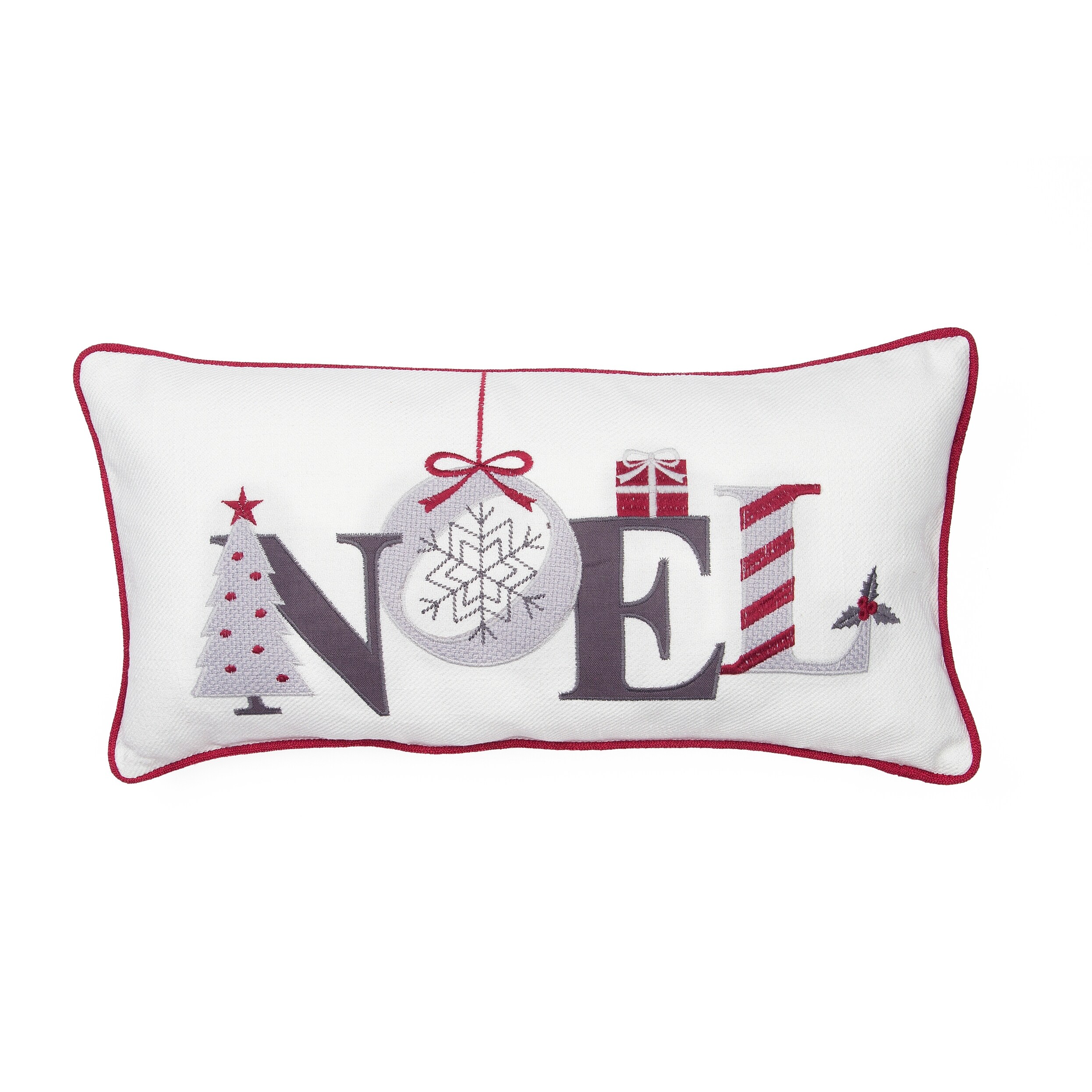 Noel Embroidered Christmas Pillow 10 by 20 Inch On Sale Bed