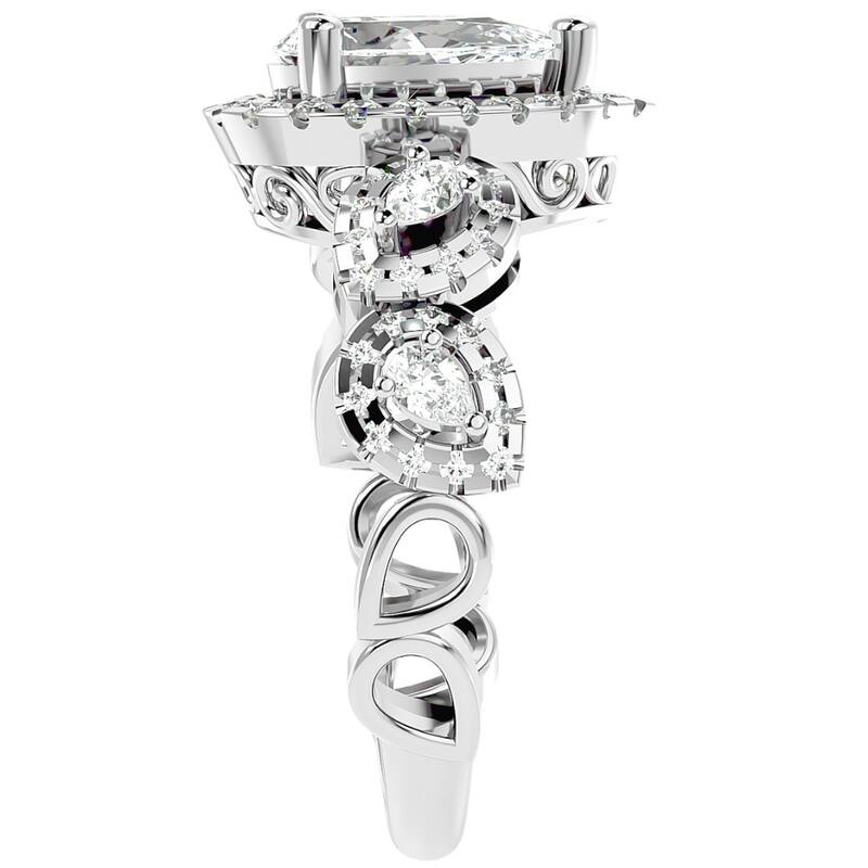 1 1/2Ct Diamond & Moissanite Halo Engagement Ring in Gold