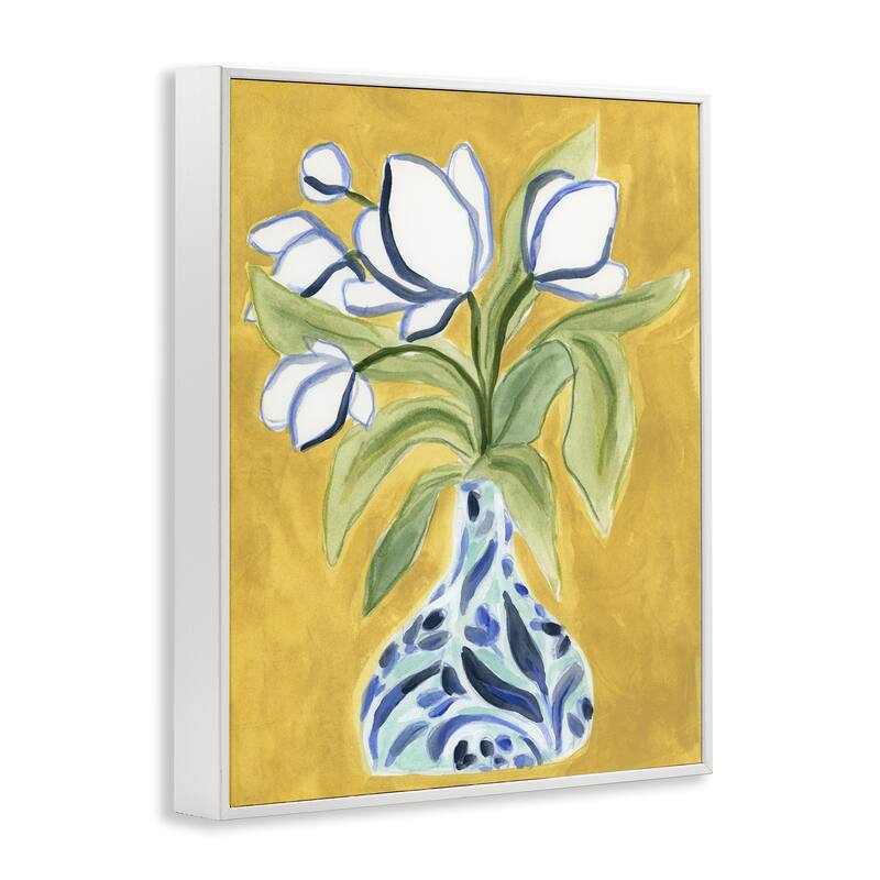 Stupell Bright Tulips in Vase Framed Giclee Art Design By June Erica Vess