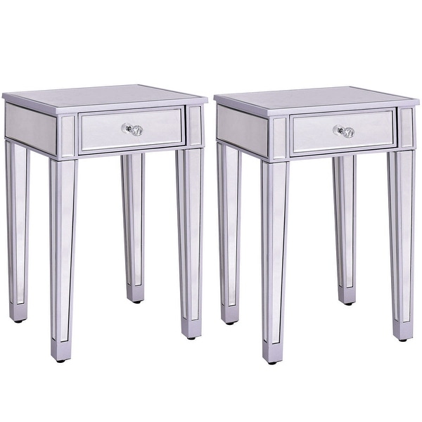 Gymax 2 PCS Nightstand End Table Mirrored Table Storage Cabinet Drawer. Opens flyout.