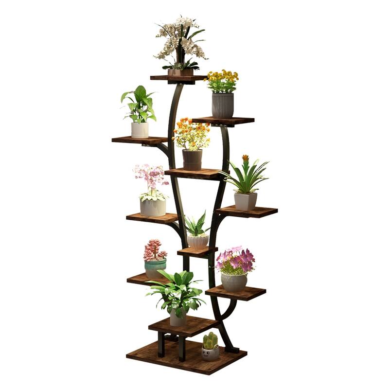 Plant Stand with Grow Lights, Indoor Plant Shelf, Metal Plant Flower Holder Stand, Vase Shape Plant Rack for Home, Patio