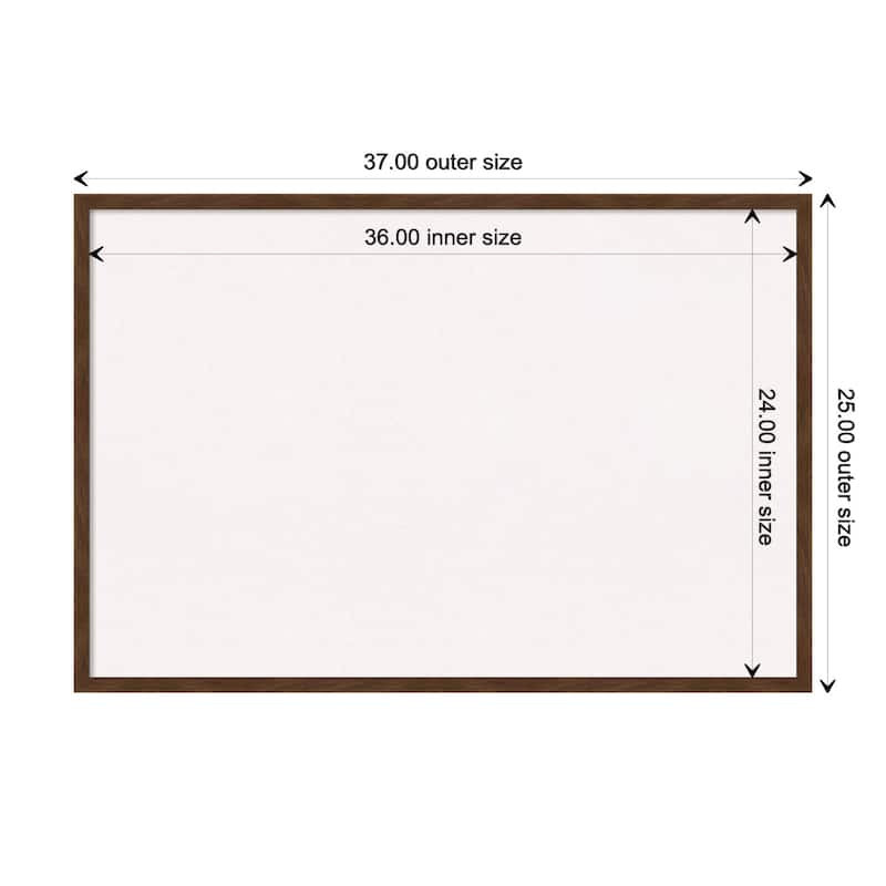 Carlisle Narrow Wood Framed White Corkboard Bulletin Board - Carlisle Brown Narrow - Board Size 36x24
