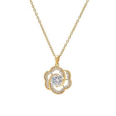 Victoria Townsend Gold Plated Cubic Zirconia -6 Petal Flower Pendant.