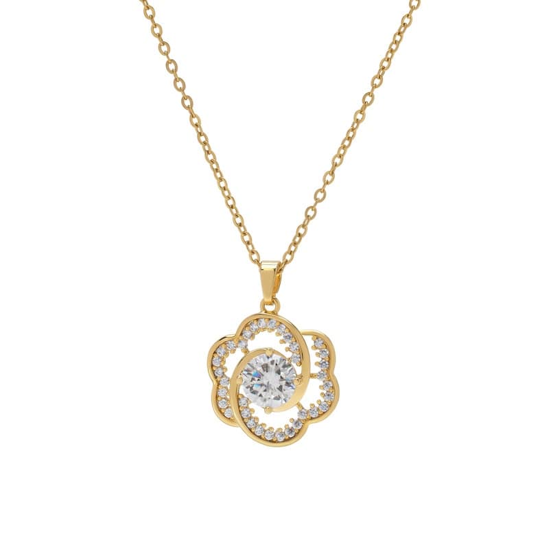 Victoria Townsend Gold Plated Cubic Zirconia -6 Petal Flower Pendant.