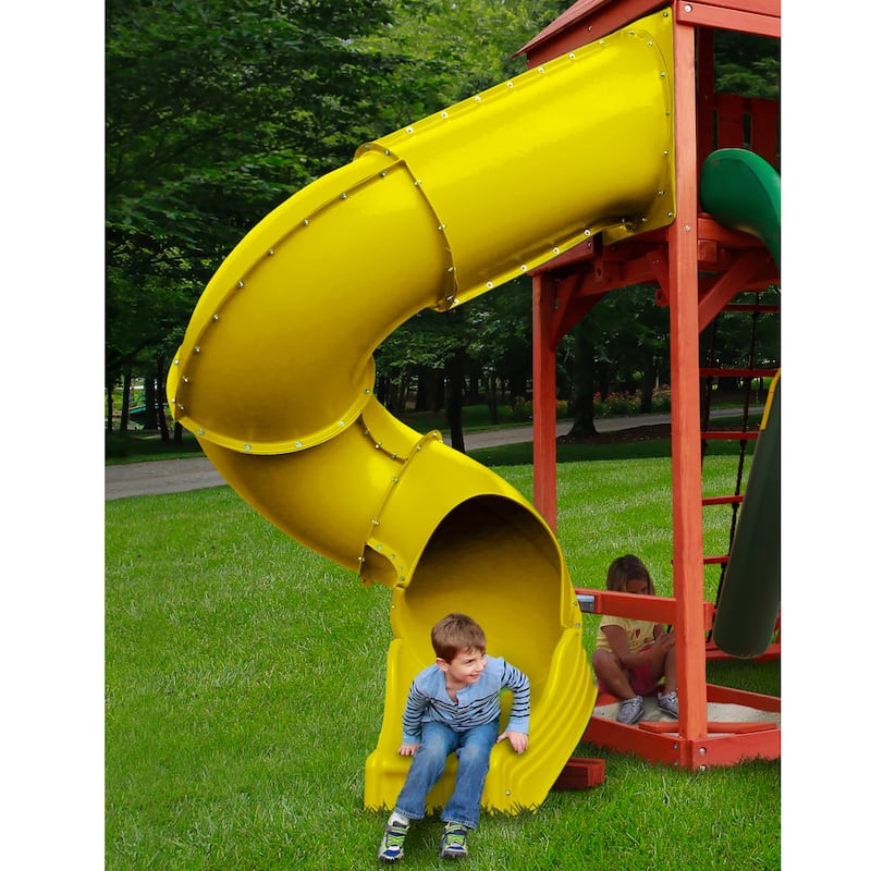 Swing-N-Slide Yellow Turbo Tube Slide - Mounts to 7' Platform - 118.75"H x 58.69"W x 63.44" L