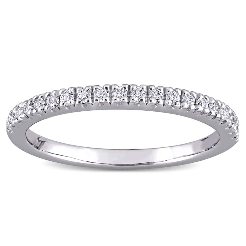 Miadora 1/5ct DEW Moissanite Stackable Anniversary Wedding Band in 10k White Gold