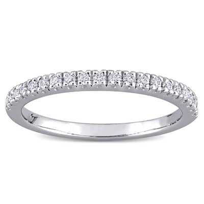 Miadora 1/5ct DEW Moissanite Stackable Anniversary Wedding Band in 10k White Gold
