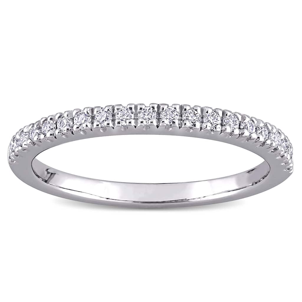 Miadora 1/5ct DEW Moissanite Stackable Anniversary Wedding Band in 10k White Gold