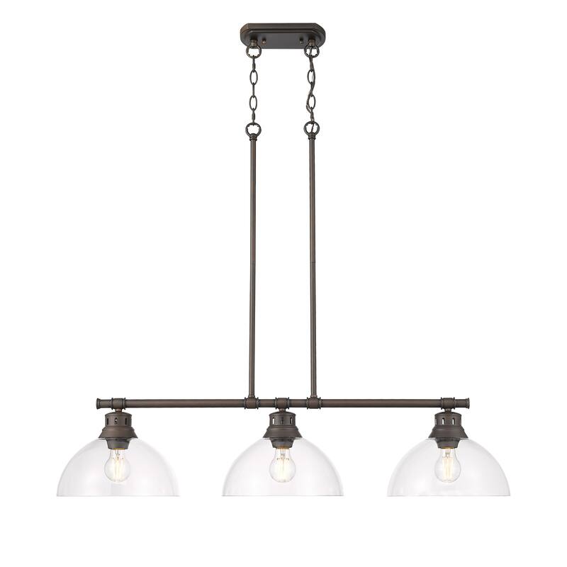 Yep by Golden Lighting Duncan 3-light Island Light in Rubbed Bronze and Clear Glass