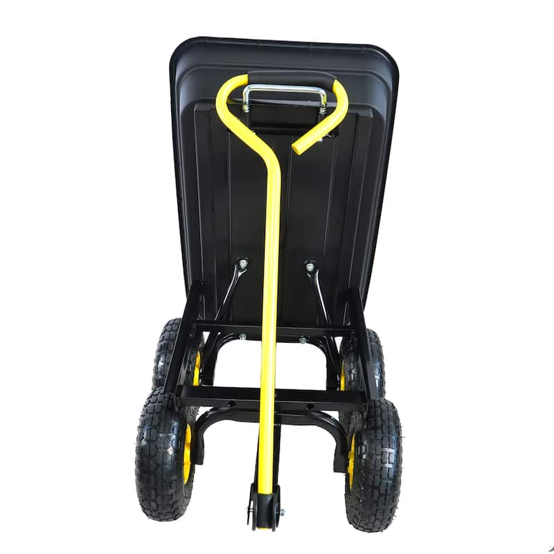 Folding Wagon Poly Garden Dump Cart with Sponge Hand-holder