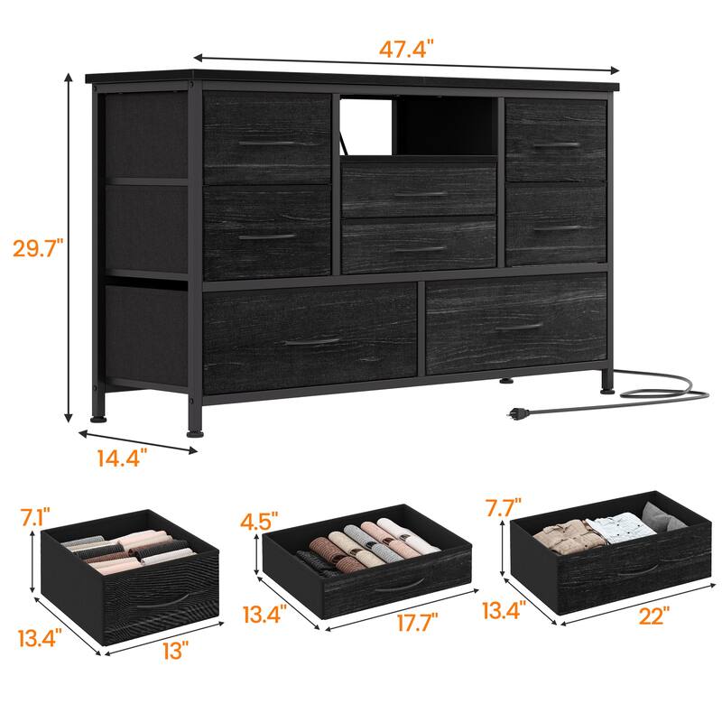 8 Drawers TV Stand with Power Outlet