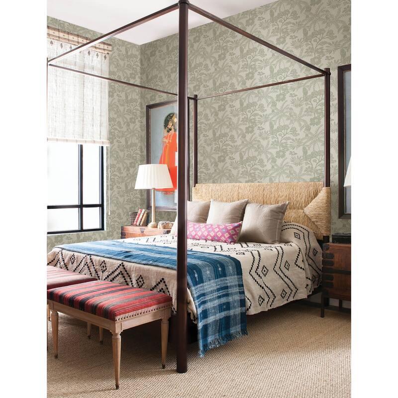 A-Street Prints Jacaranda Sage Tropical Trail Wallpaper