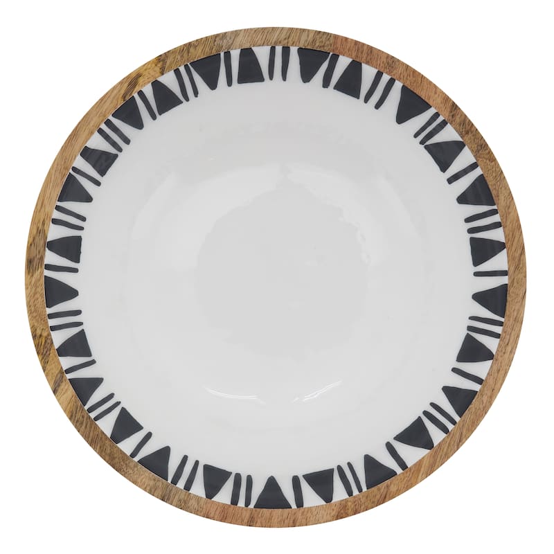 Arrow Trim Design Enamel Wood Serving Bowl - 10"x10"