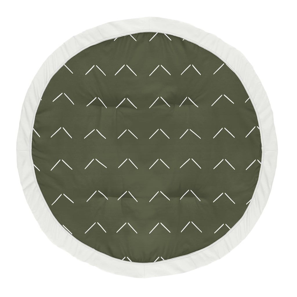 Sweet Jojo Designs Dark Green Boho Arrow Boy Girl Baby Tummy Time Playmat Hunter Sage Ivory Bohemian Gender Neutral Shabby Chic