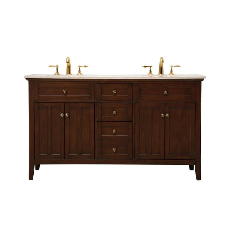 Modern 60" Double Bathroom Vanity Set - Brown