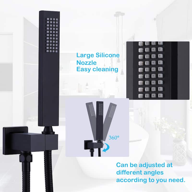Ceiling LED 4-Way 3-Jet Complete Rain and Waterfall Shower System With Rough-in Valve