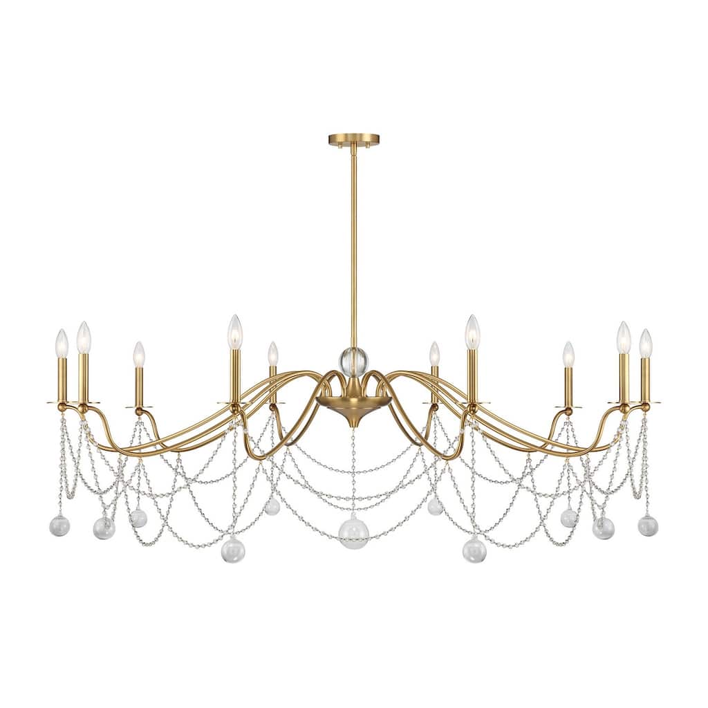 Mariposa 10-Light Chandelier in Warm Brass