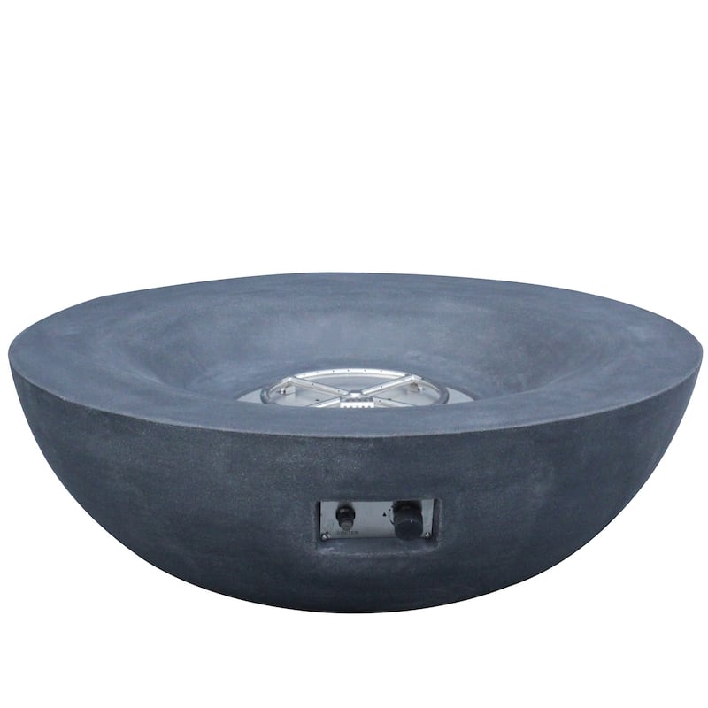 42 Inch Outdoor Concrete Propane Gas Fire Pit Bowl in Antique White Color