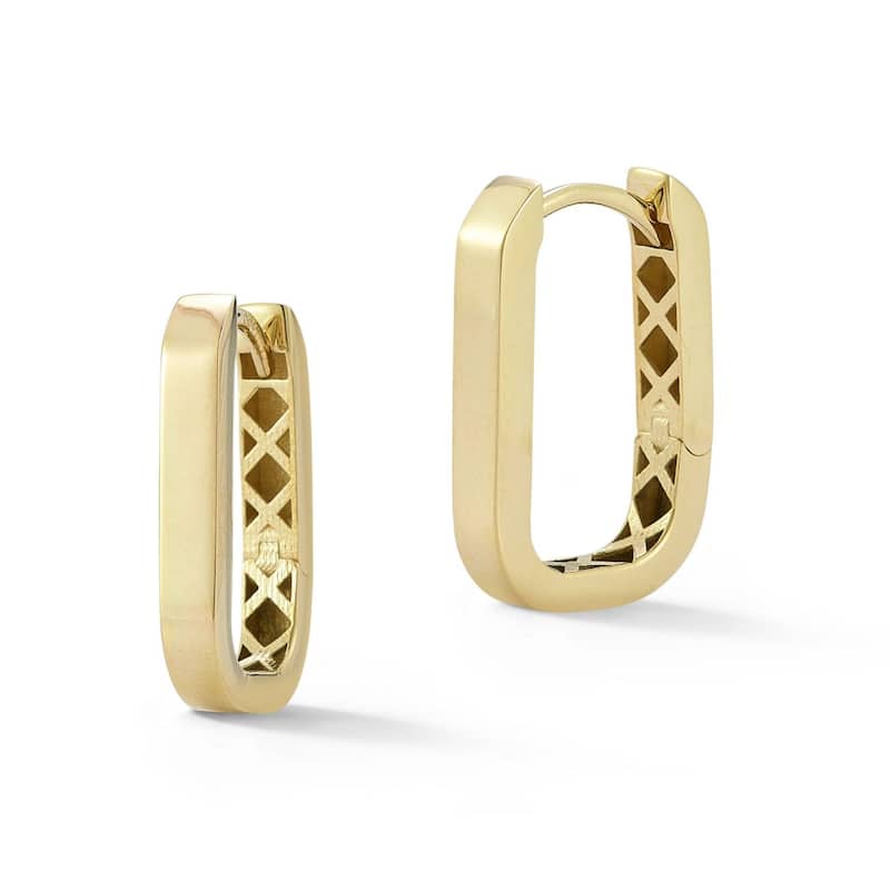 Soleil 14K Gold Rectangular Hoop Earrings, Made in Italy