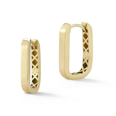 Soleil 14K Gold Rectangular Hoop Earrings, Made in Italy
