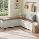 preview thumbnail 1 of 20, Moasis L-Shaped Corner Bench Seating with Wooden Storage Chest and Hidden Storage White&Brown
